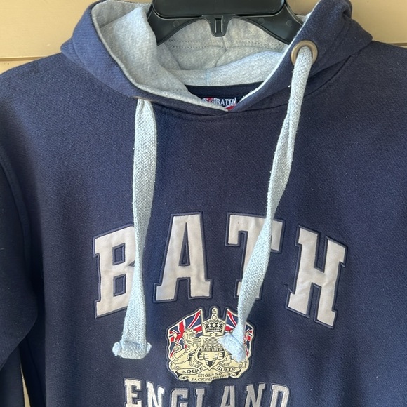 Bath England Sz XS Navy Oversized Hoodie Sweatshirt Large Embroidered Logo - Picture 5 of 9